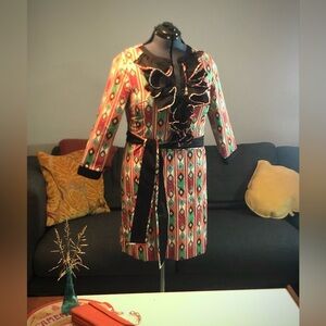 Almatrichi — Red & Black Ruffle Kiowa Chorreras Dress (Size 42)